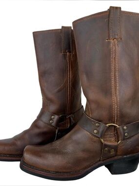 Frye Brown Leather Harness Western Boots